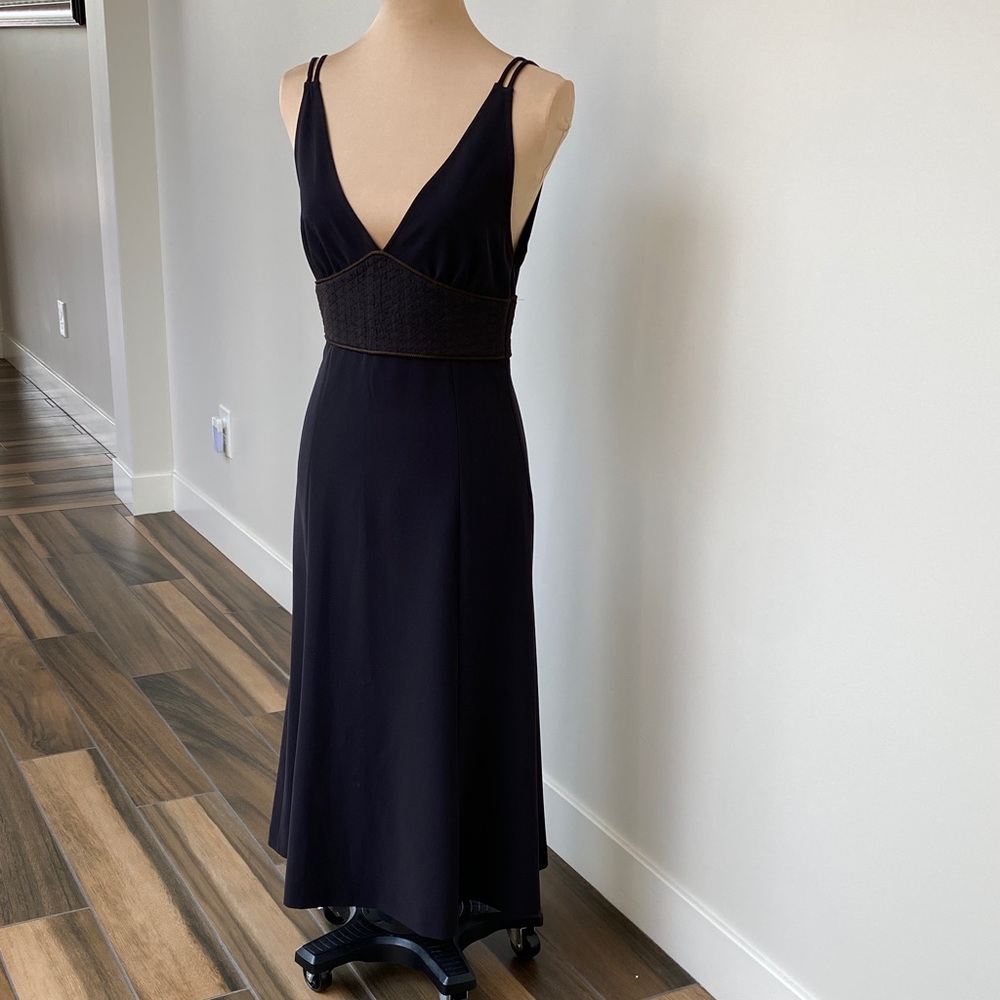 Sportmax dark Brown Maxi Dress with Brown Accents